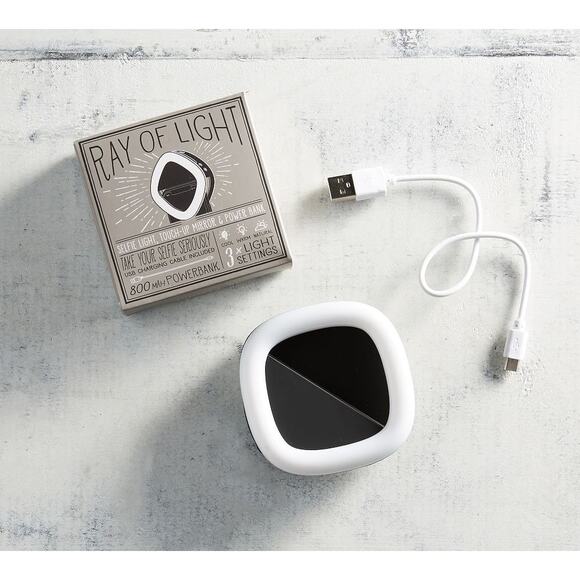 NWT Pottery Barn Ray of Light Power Bank Photo Light Touch-up Mirror Selfie - Picture 2 of 6